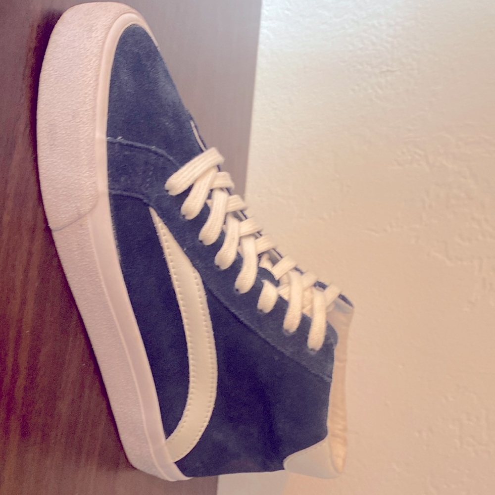 Madewell high top sneakers, navy and white